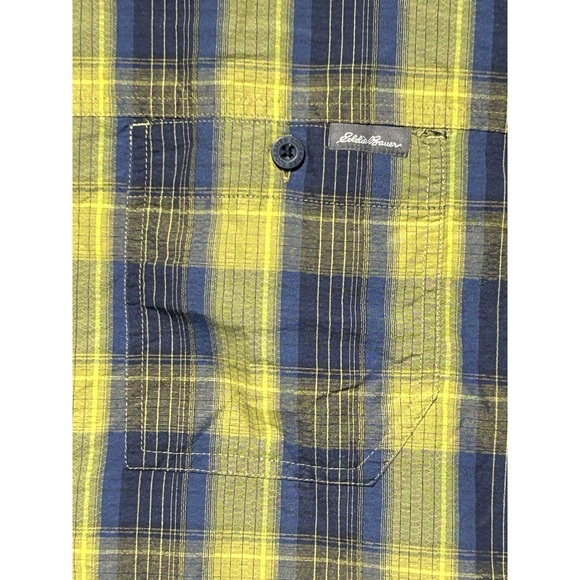 Eddie Bauer Shirt Mens XL Blue And Yellow Plaid Travex Outdoor Travel Gorpcore - Picture 2 of 8